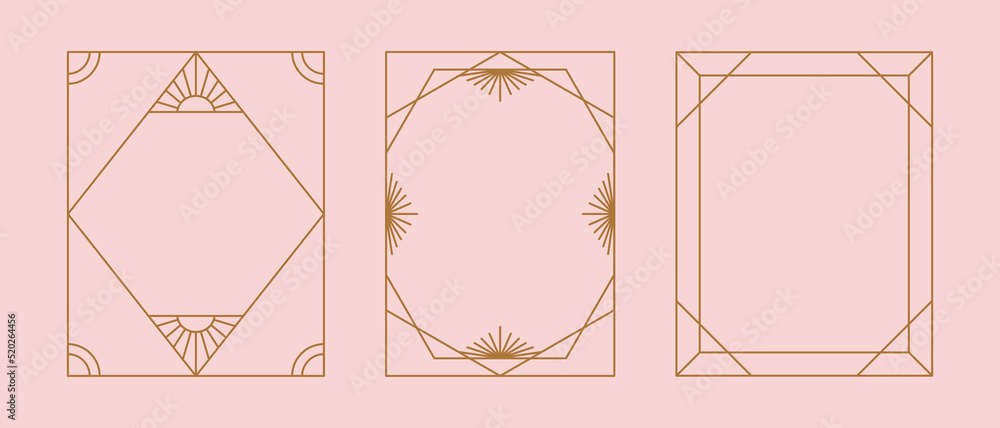 Aufkleber Vector set of linear frames and borders - abstract design elements for decoration or logo design templates in modern minimalist style with copy space for text