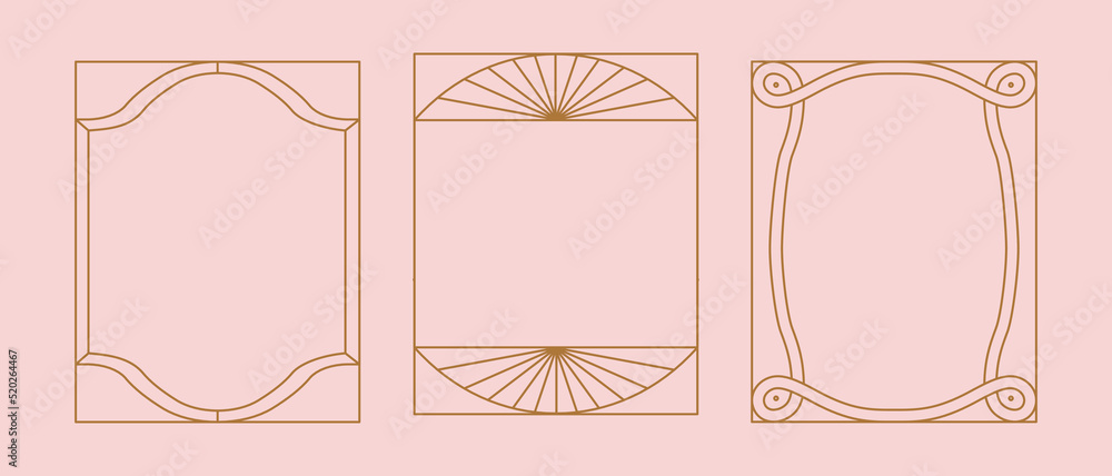 Poster vector set of linear frames and borders - abstract design elements for decoration or logo design tem