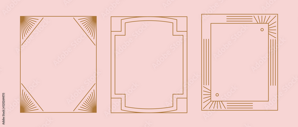 Poster vector set of linear frames and borders - abstract design elements for decoration or logo design tem