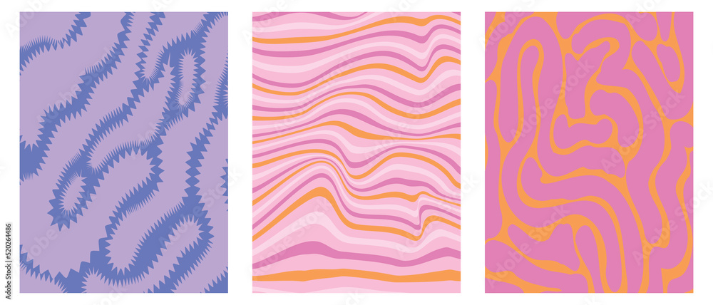 Aufkleber Vector backgrounds in groovy psychedelic style - abstract backdrops and design templates