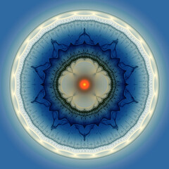 Fototapeta premium Blue luminous round fractal pattern
