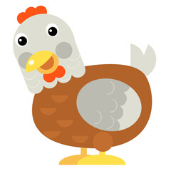 Cartoon scene with chicken hen smiling illustration