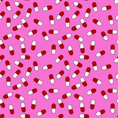 Medicine seamless pills pattern for kids and wrapping paper and clothes and packaging and fabrics