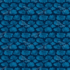 Kids transport seamless paper plain origami pattern for wrapping and clothes print and fabrics and notebooks