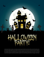 Halloween night background with pumpkin, vector illustration