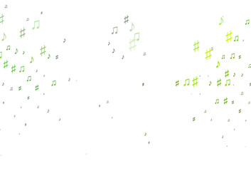 Light Green vector texture with musical notes.
