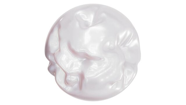 Looping 3D animation of the abstract morphing pearly white cream sphere rendered in UHD with alpha matte