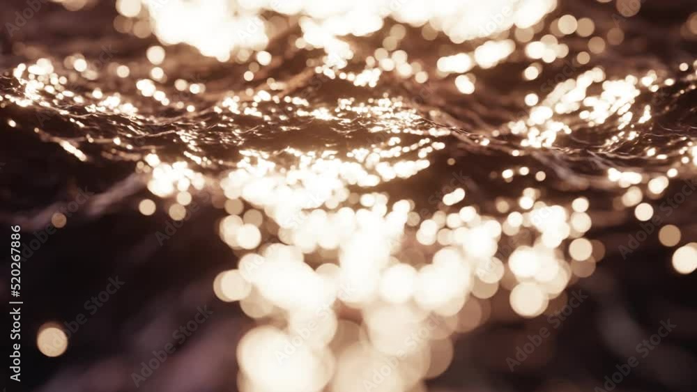 Poster realistic cinematic very shallow depth of field camera looping 3d animation of the waving ocean wate