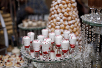 Rows of desserts on the wedding table