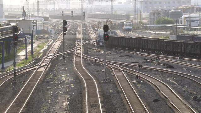 Railway freight transport marshalling yard