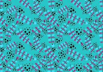 Fototapeta premium Abstract floral branches seamless cartoon doodle leaves pattern for clothes print and wrapping and kids and fabrics