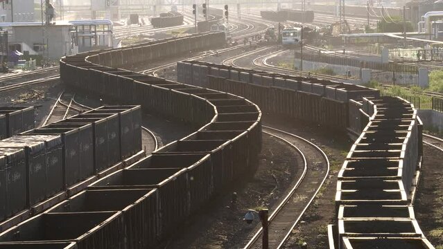 Railway freight transport marshalling yard