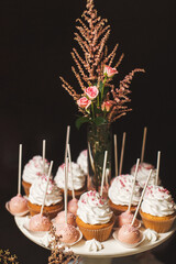 Rows of desserts on the wedding table
