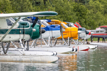 A row of float planes in Alaska