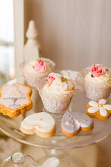 Rows of desserts on the wedding table