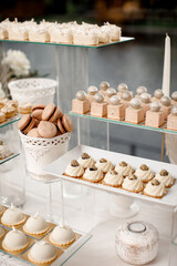 Rows of desserts on the wedding table