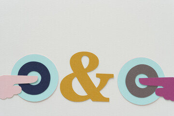 pictographic glyphs, circles, and paper ampersand