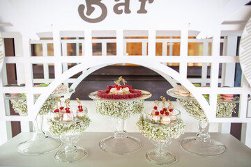 Rows of desserts on the wedding table