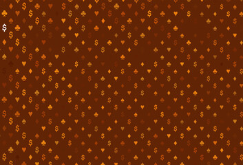 Light yellow, orange vector pattern with symbol of cards.