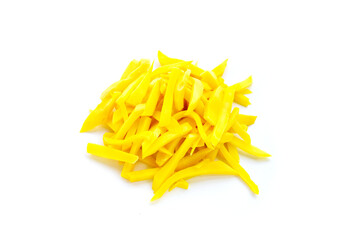 Preserved bamboo shoot on white background.