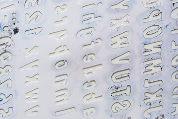 grungy, stained plastic stencil background