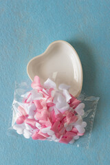 heart shaped dish and package with hearts