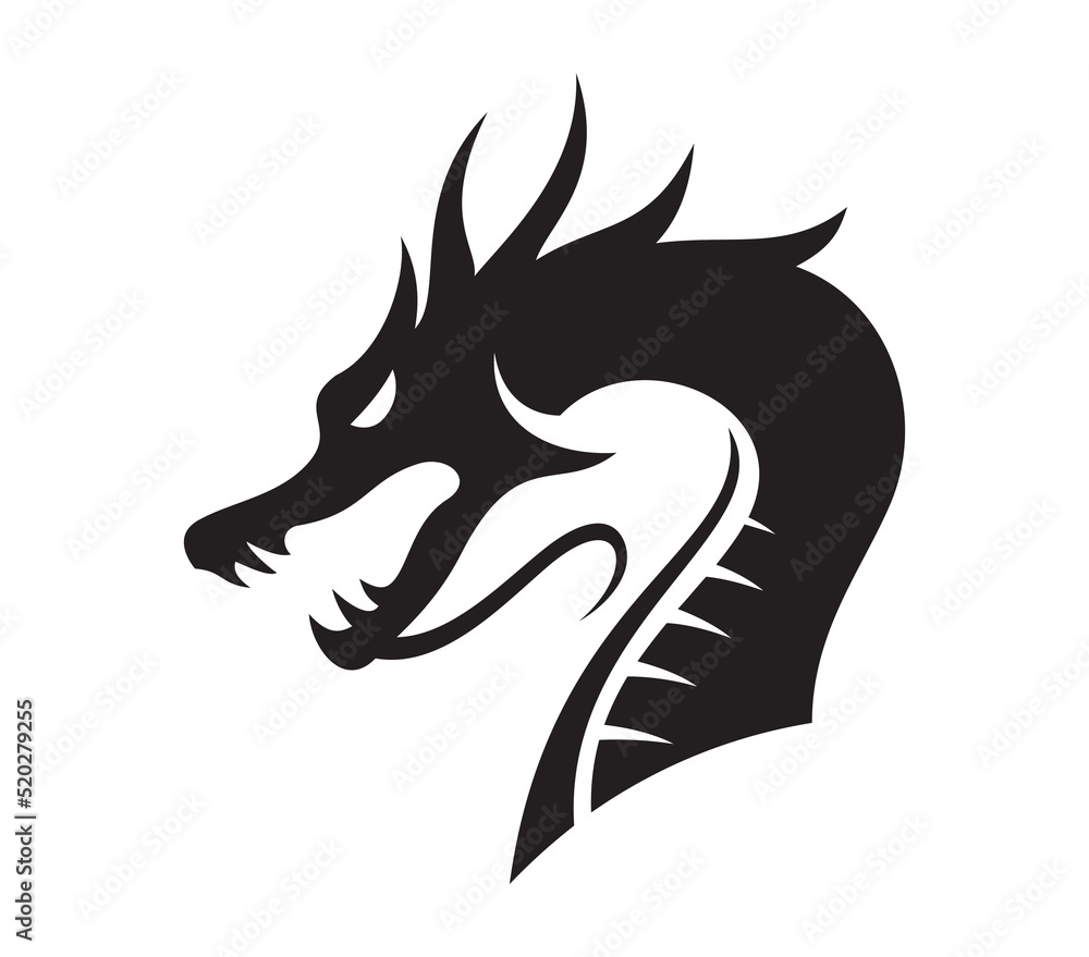 Wall mural dragon icon vector. head of dragon silhouette