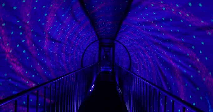 Tunnel with starry sky in the amusement park