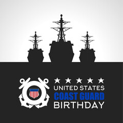 Happy birthday United States Coast Guard theme vector illustration. Suitable for Poster, Banners, background and greeting card. 