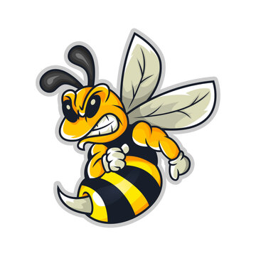 angry bee mascot logo template