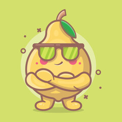 Obraz premium cute quince fruit character mascot with cool expression isolated cartoon in flat style design