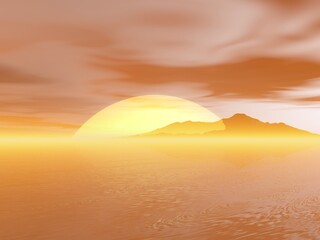 幻想的な光と海