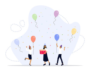 Celebrating birthday concept illustration. Birthday party celebration with friends