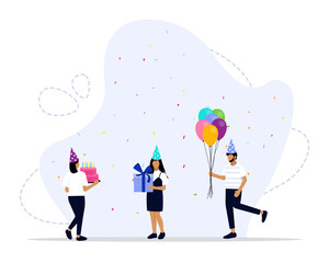 Celebrating birthday concept illustration. Birthday party celebration with friends