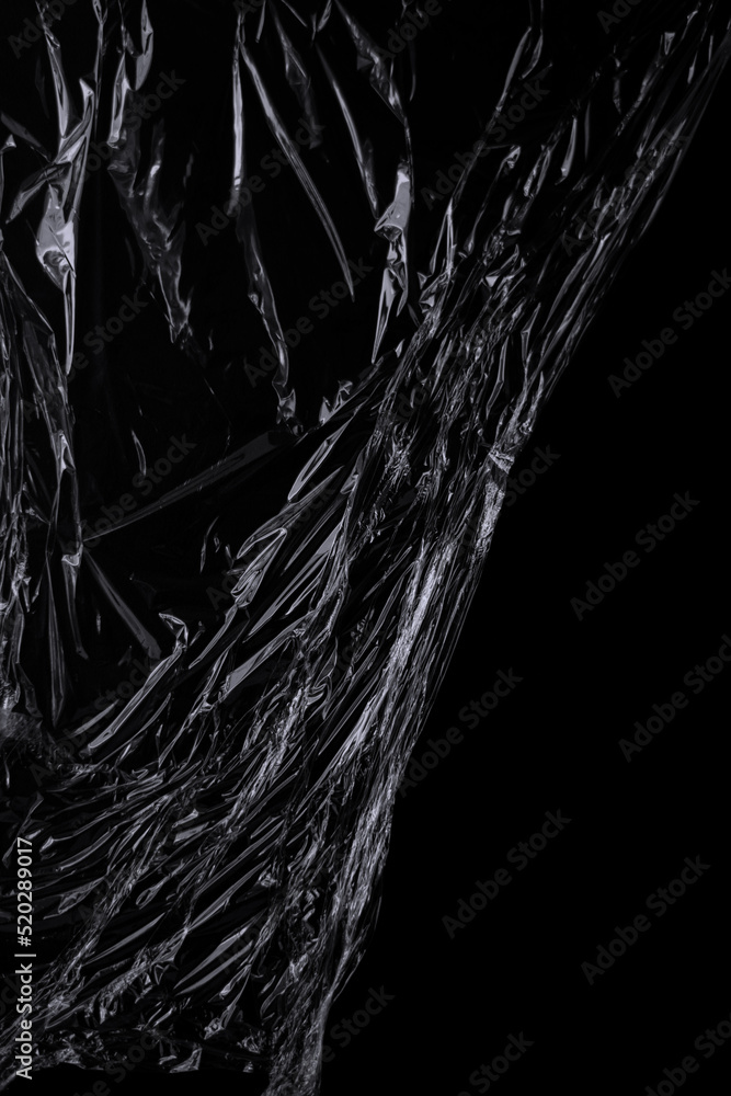 Aufkleber black transparent plastic wrap texture overlay background. realistic plastic for poster design and p
