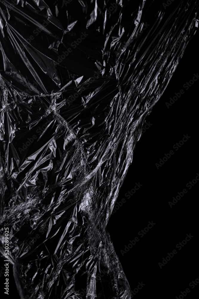 Aufkleber black transparent plastic wrap texture overlay background. realistic plastic for poster design and p