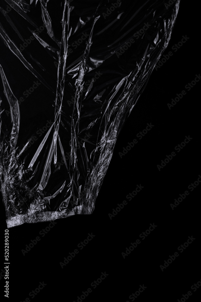 Aufkleber black transparent plastic wrap texture overlay background. realistic plastic for poster design and p