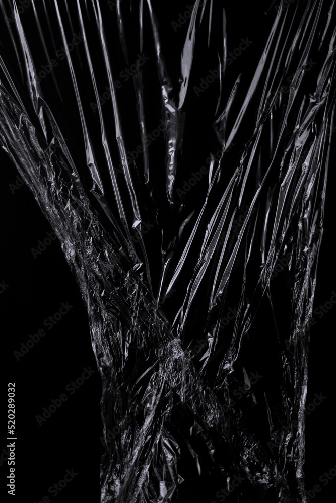 Aufkleber black transparent plastic wrap texture overlay background. realistic plastic for poster design and p
