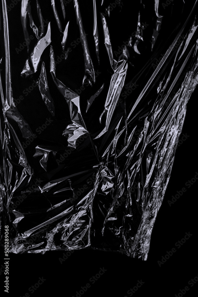 Aufkleber black transparent plastic wrap texture overlay background. realistic plastic for poster design and p