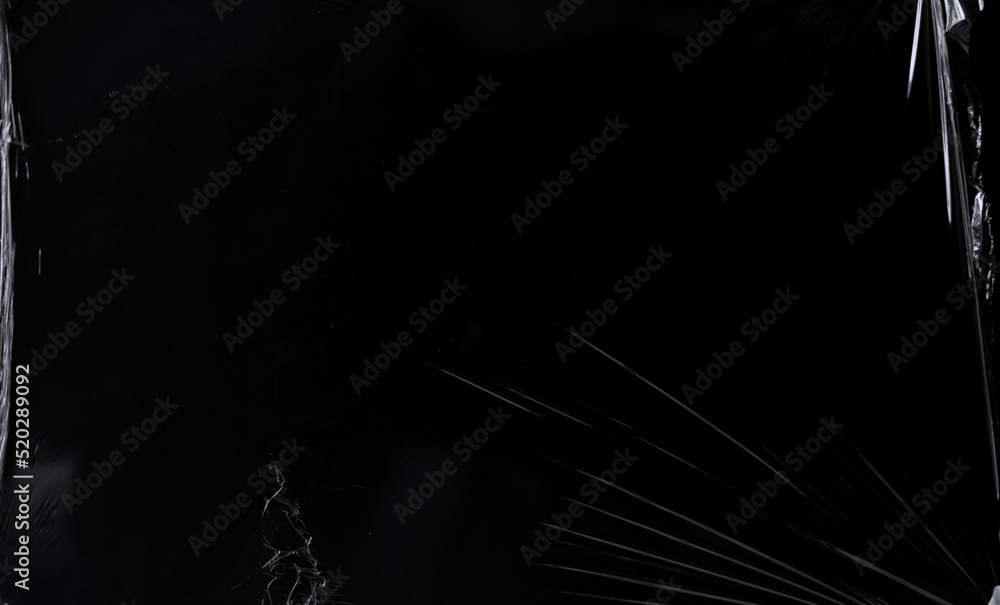 Aufkleber black transparent plastic wrap texture overlay background. realistic plastic for poster design and p