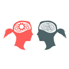 Metaphor bipolar disorder mind mental. Split personality. Concept mood disorder. Two head silhouette. Psychology and mental health. Dual personality concept. Tangle and untangle