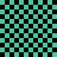 vector seamless pattern of green and black squares. Checkered grid texture repeating illustration