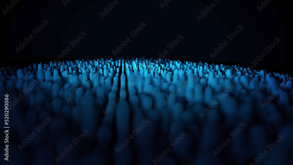 Poster abstract animation of color pulsating lines on black background. colorful field of lines pulsating l