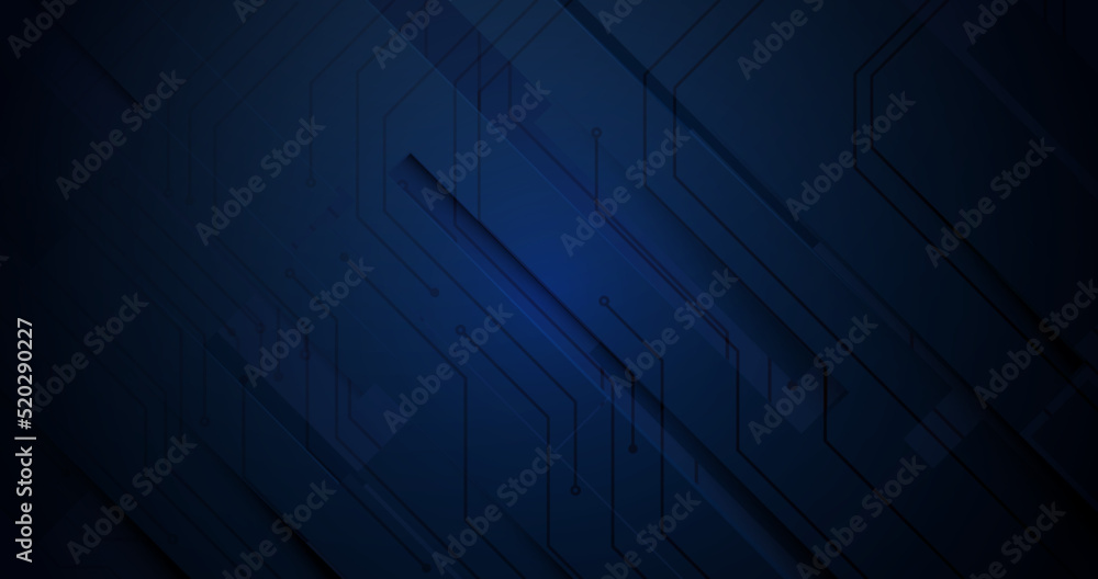 Poster abstract blue circuit board with geometric background. futuristic technology digital hi tech. vector