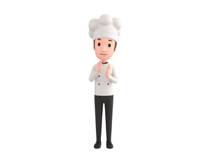 Chef character applauding in 3d rendering.
