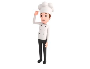 Chef character saluting in 3d rendering.