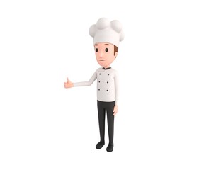 Chef character showing thumb up in 3d rendering.