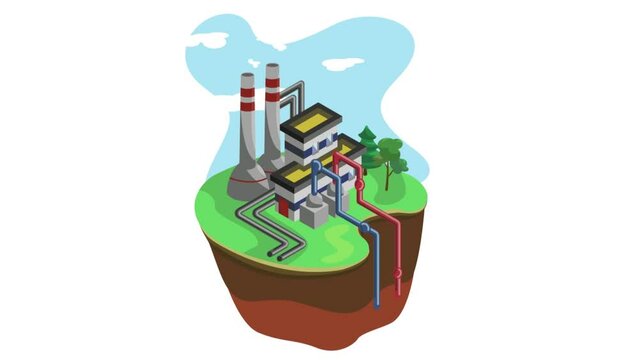 Geothermal energy vector grafic animation green power