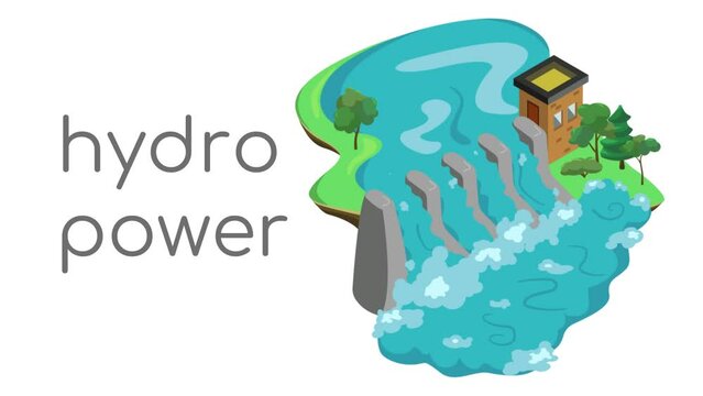 Hydropower vector grafic animation hydroelectric green energy