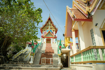 Naklejka premium Hin Hua Nai Rang Stone at Kao Seng port of Songkhla City Southern of Thailand. Southern yard of the rock where the locals called this place HUA NAI RAENG